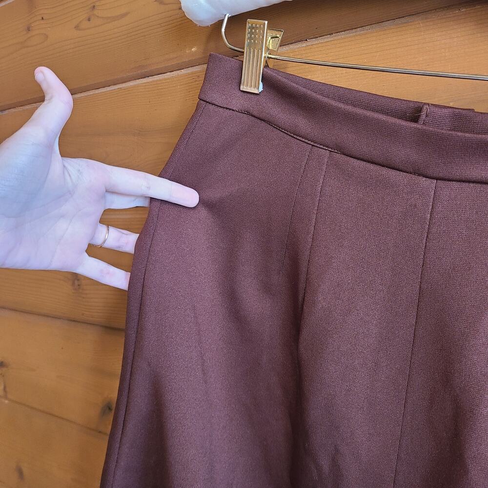 Vintage 70's Skirt Handmade Western Fringe High Rise Brown Midi Small Retro - Picture 3 of 6